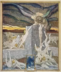 Illustration ur Dantes ”Den gudomliga komedin”, Inferno, sång XIX, 1921
